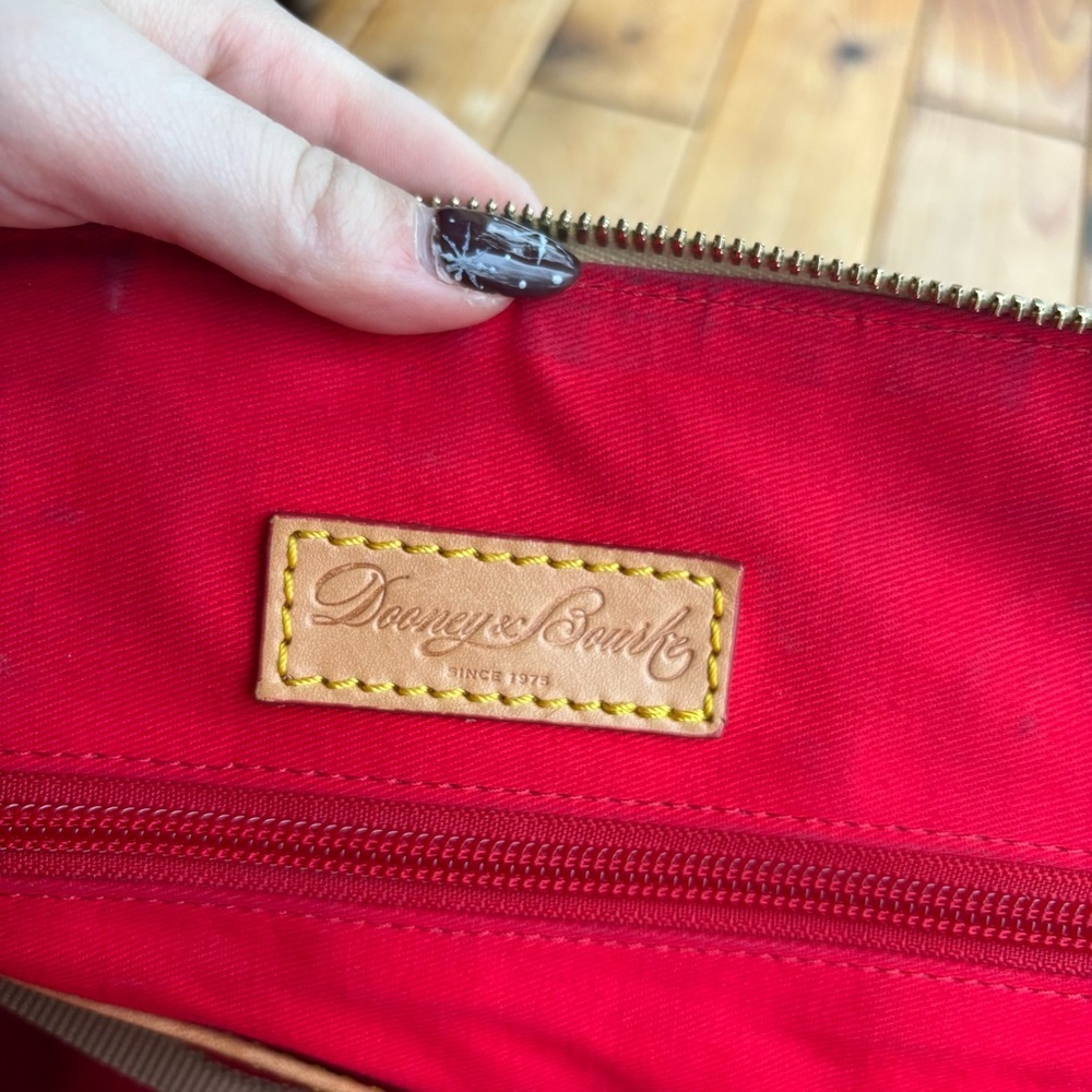 Dooney & Bourke Pink and Brown Croc Embossed Satchel - Picture 7 of 13